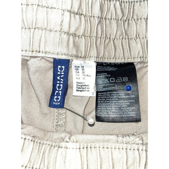 H&M Divided Men's 32 Tan Khakis Jogger Pants Ankle Zippers Drawstring Waist HM - Picture 8 of 8